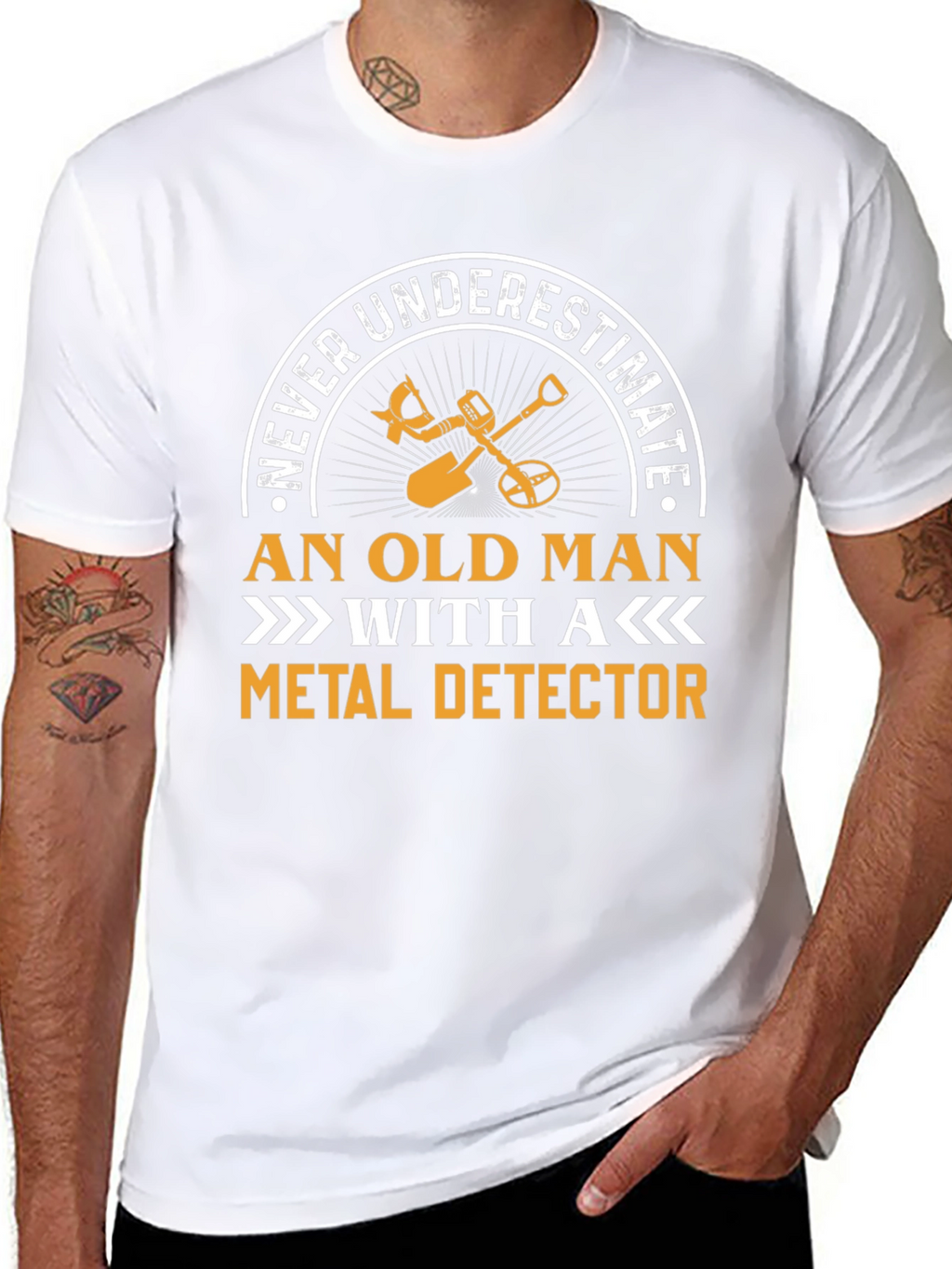 Never Underestimate Old Man Metal Detector T-Shirt
