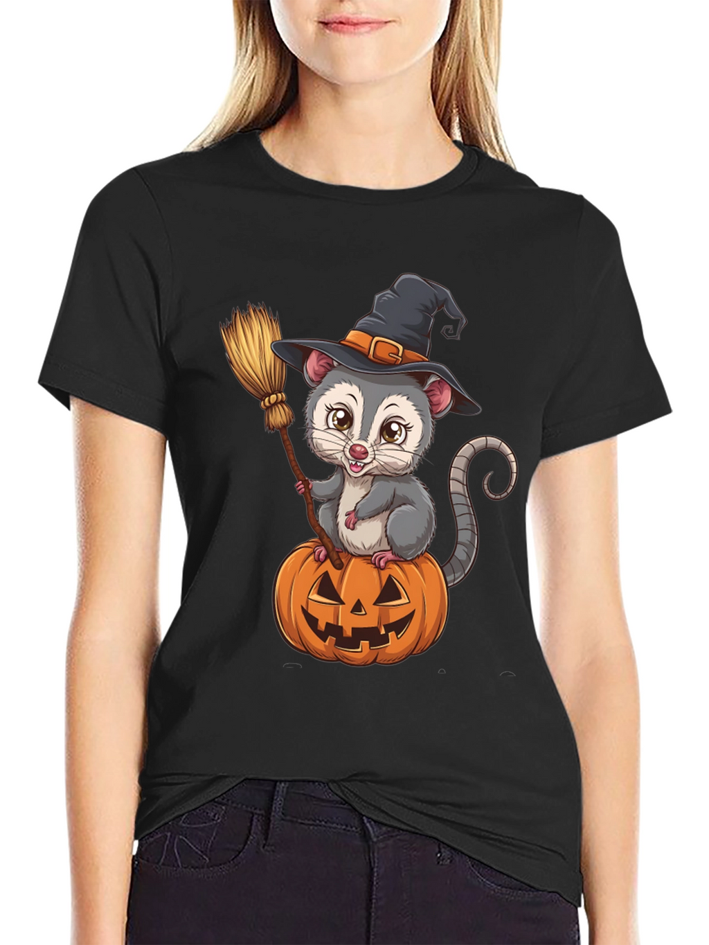 Opossum Witch Halloween T-Shirt