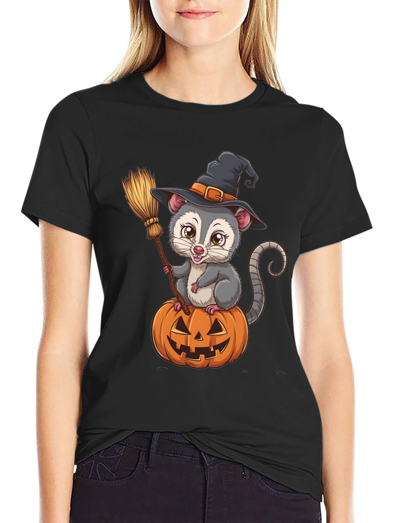 Opossum Witch Halloween T-Shirt