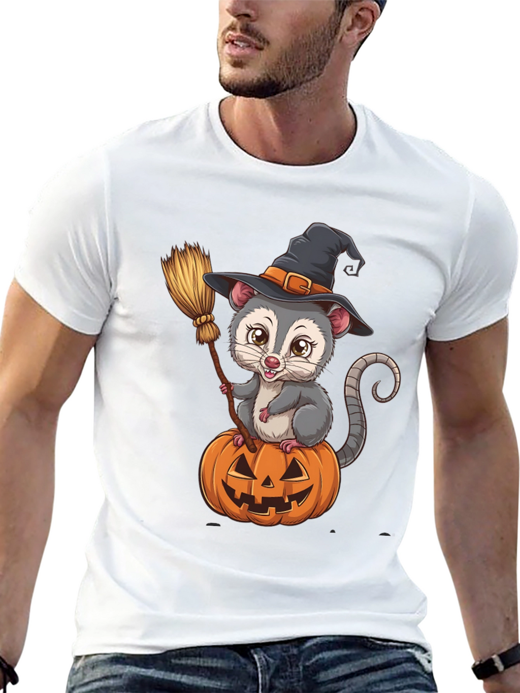Opossum Witch Halloween T-Shirt