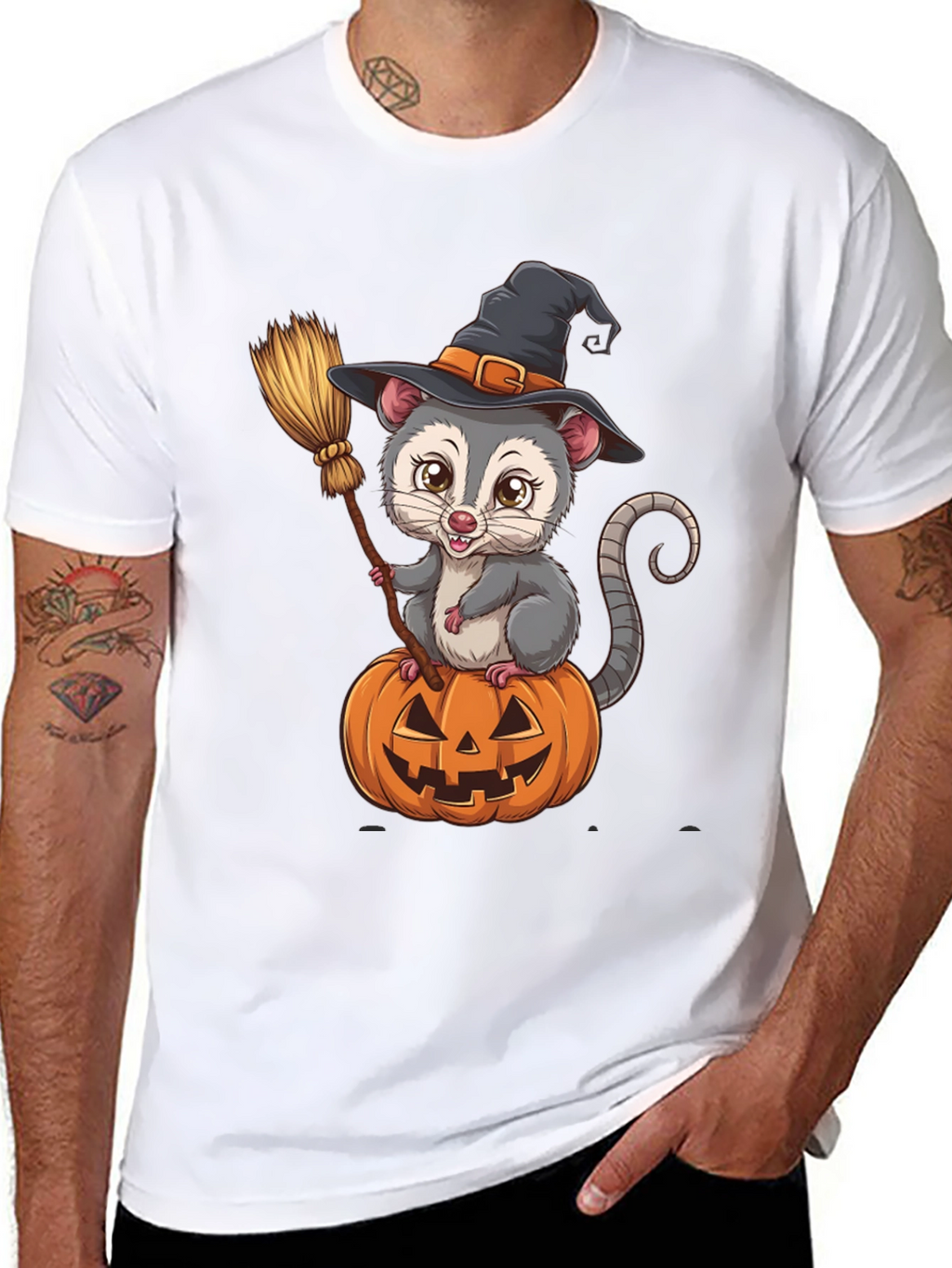 Opossum Witch Halloween T-Shirt