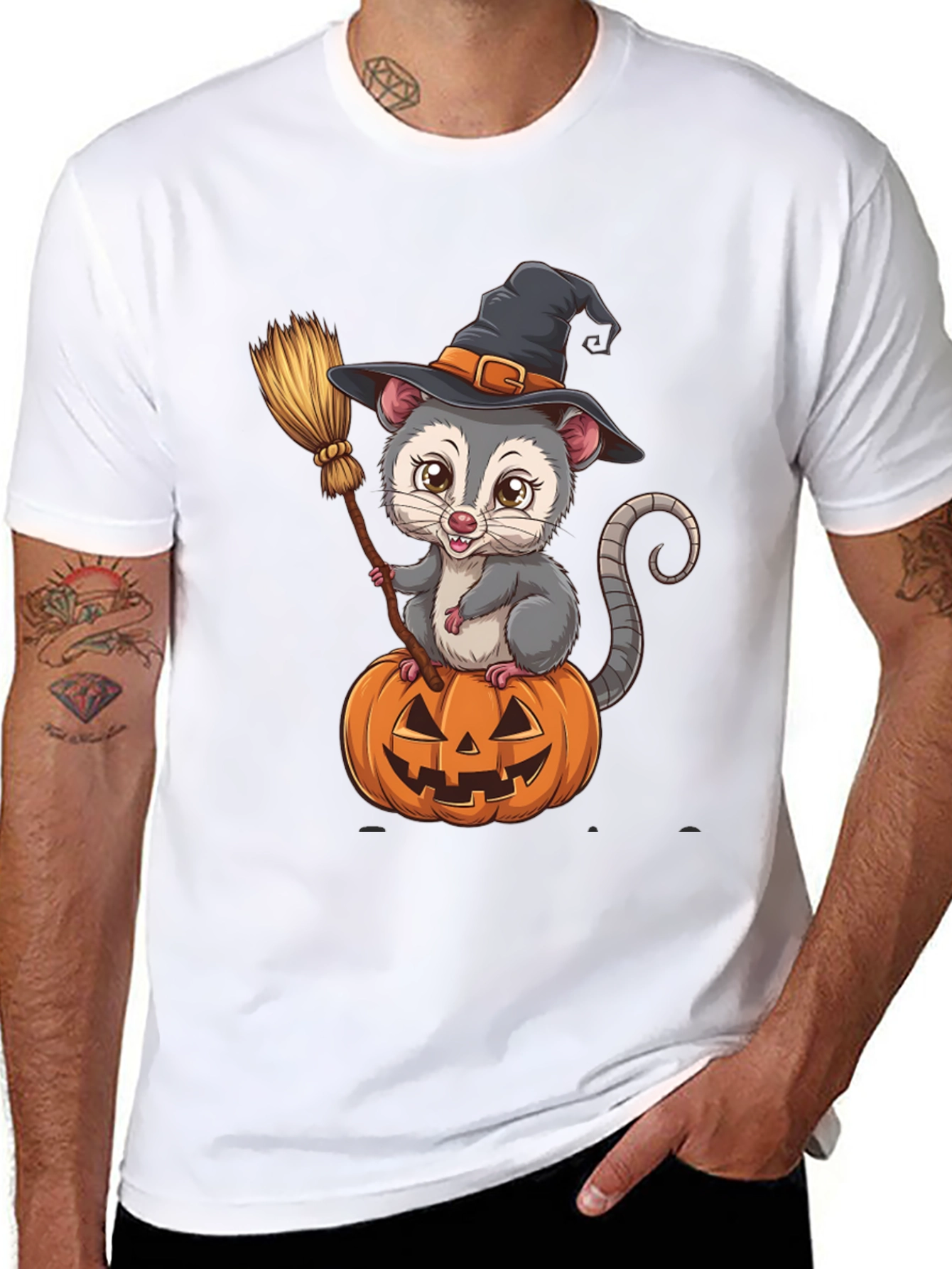 Opossum Witch Halloween T-Shirt