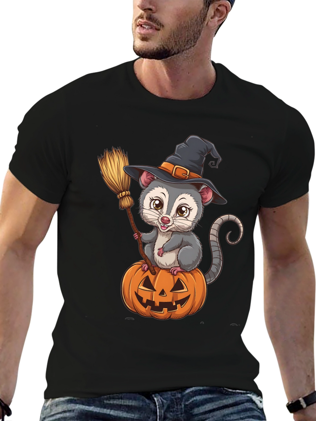 Opossum Witch Halloween T-Shirt