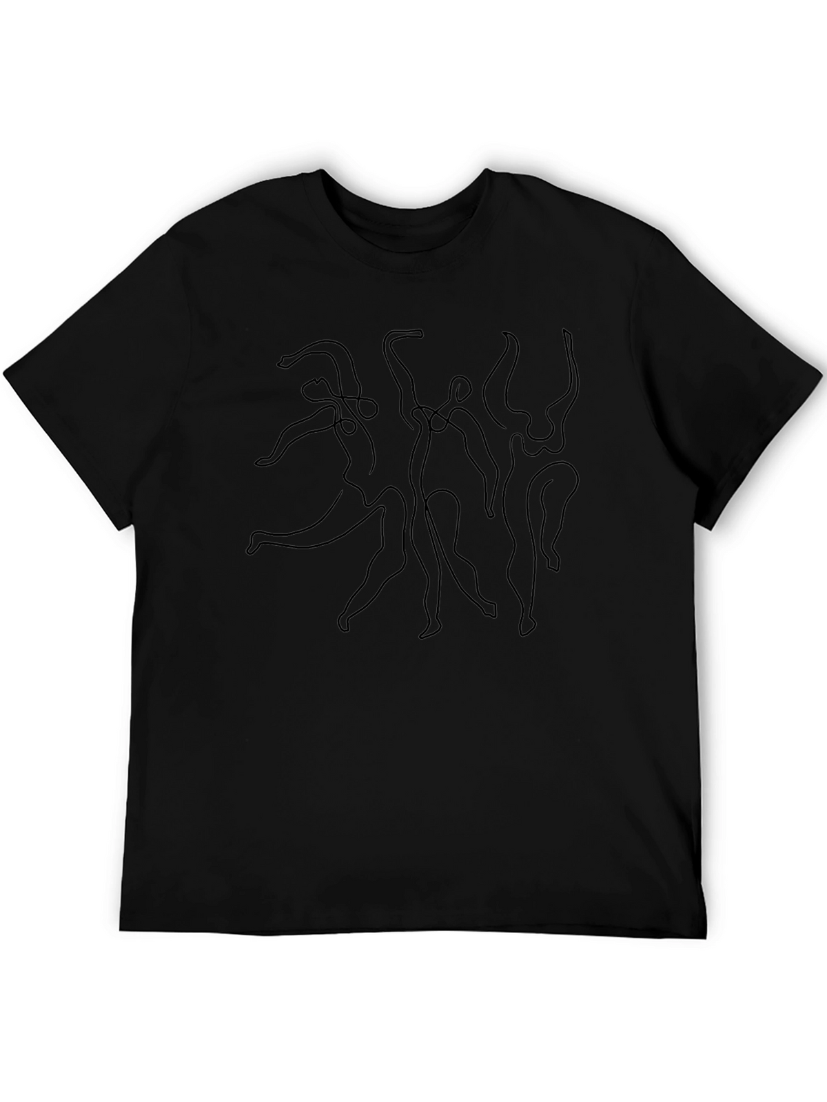 Minimalist Dance Line Art Black T-Shirt
