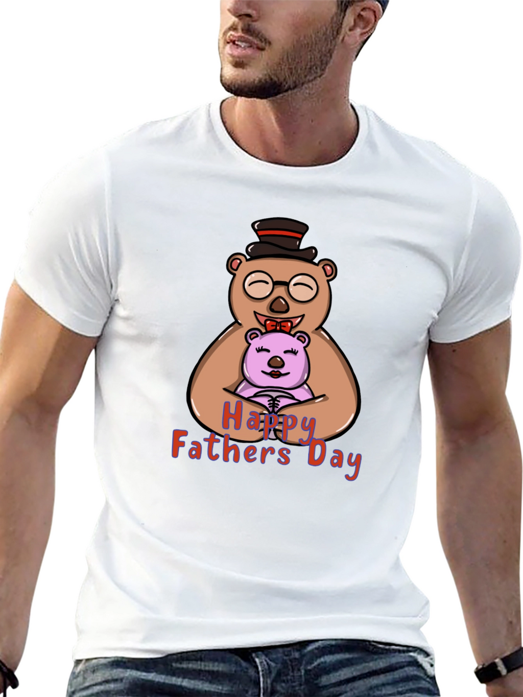 Happy Fathers Day Bear Hug Graphic T-Shirt