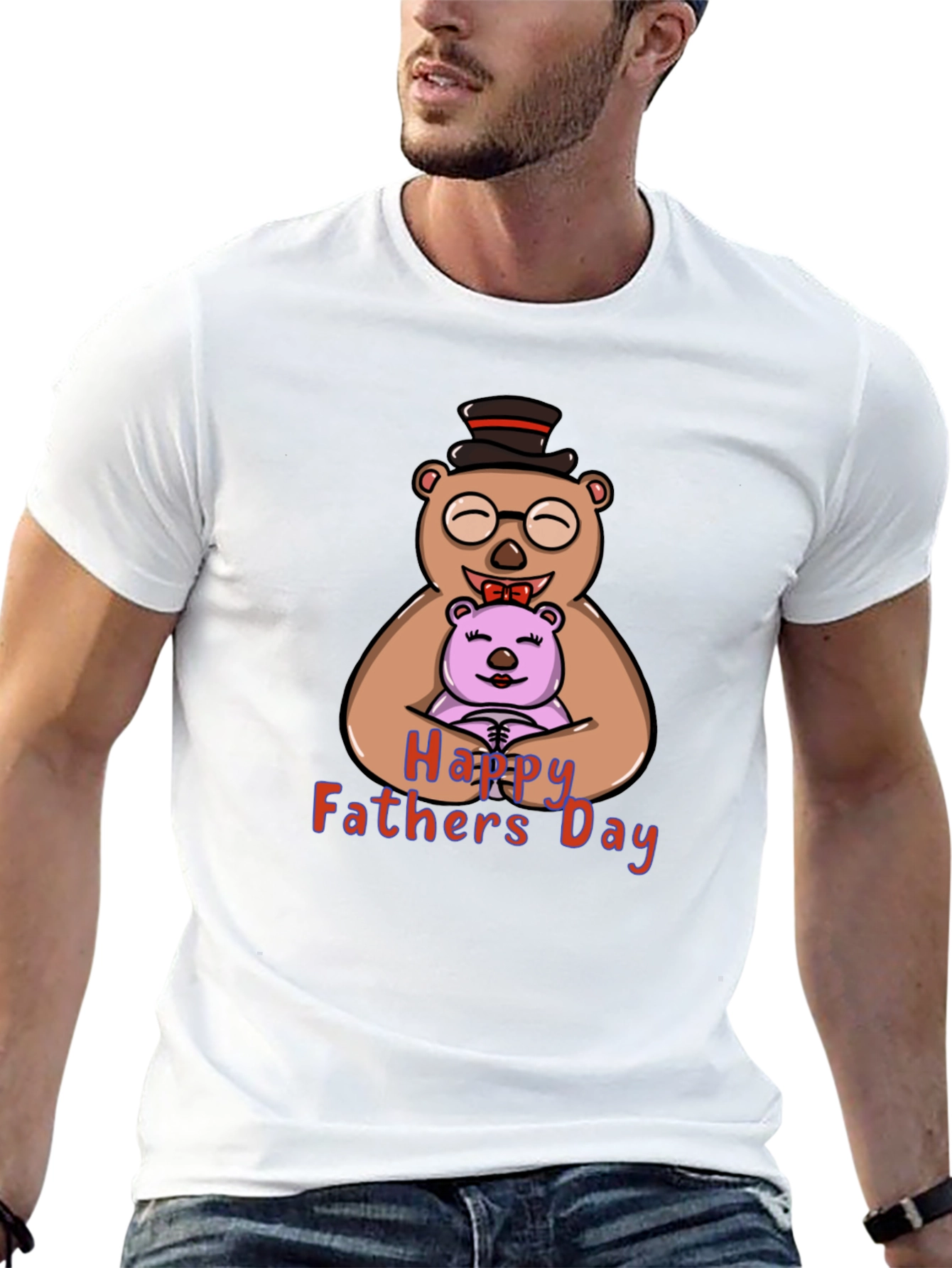 Happy Fathers Day Bear Hug Graphic T-Shirt