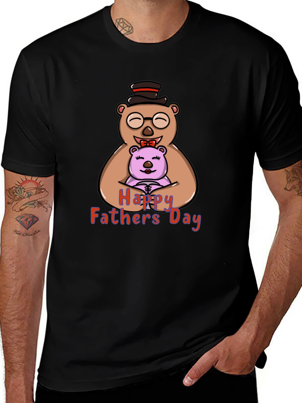 Happy Fathers Day Bear Hug Graphic T-Shirt