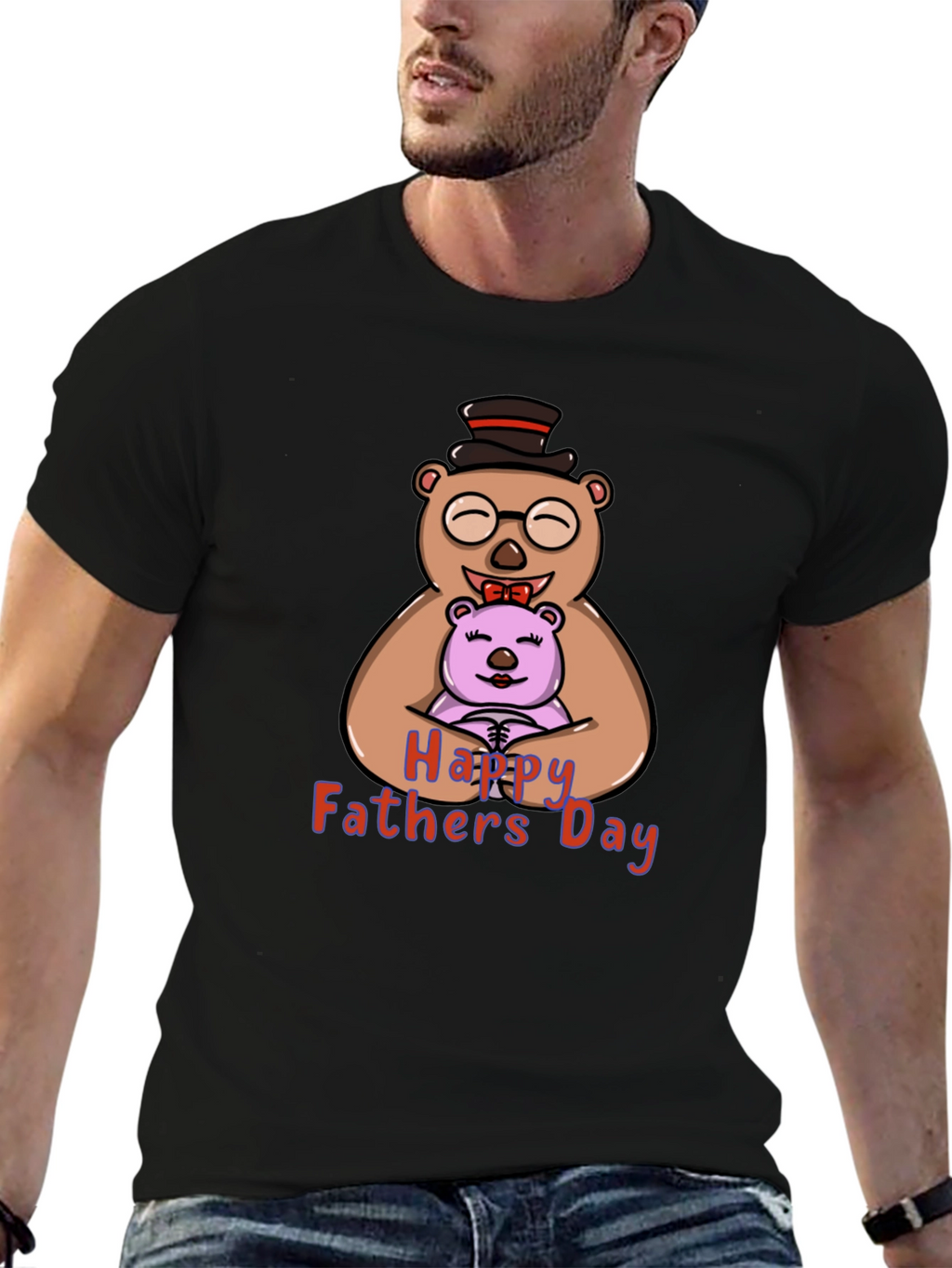 Happy Fathers Day Bear Hug Graphic T-Shirt