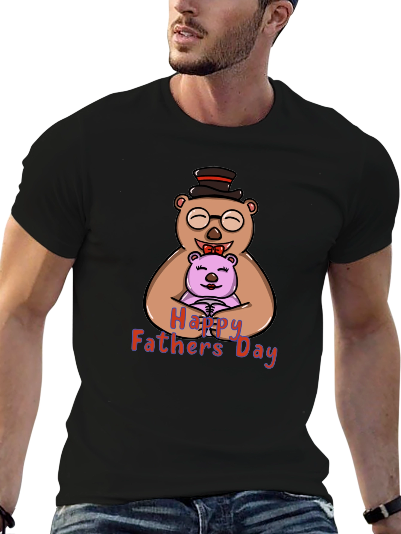 Happy Fathers Day Bear Hug Graphic T-Shirt