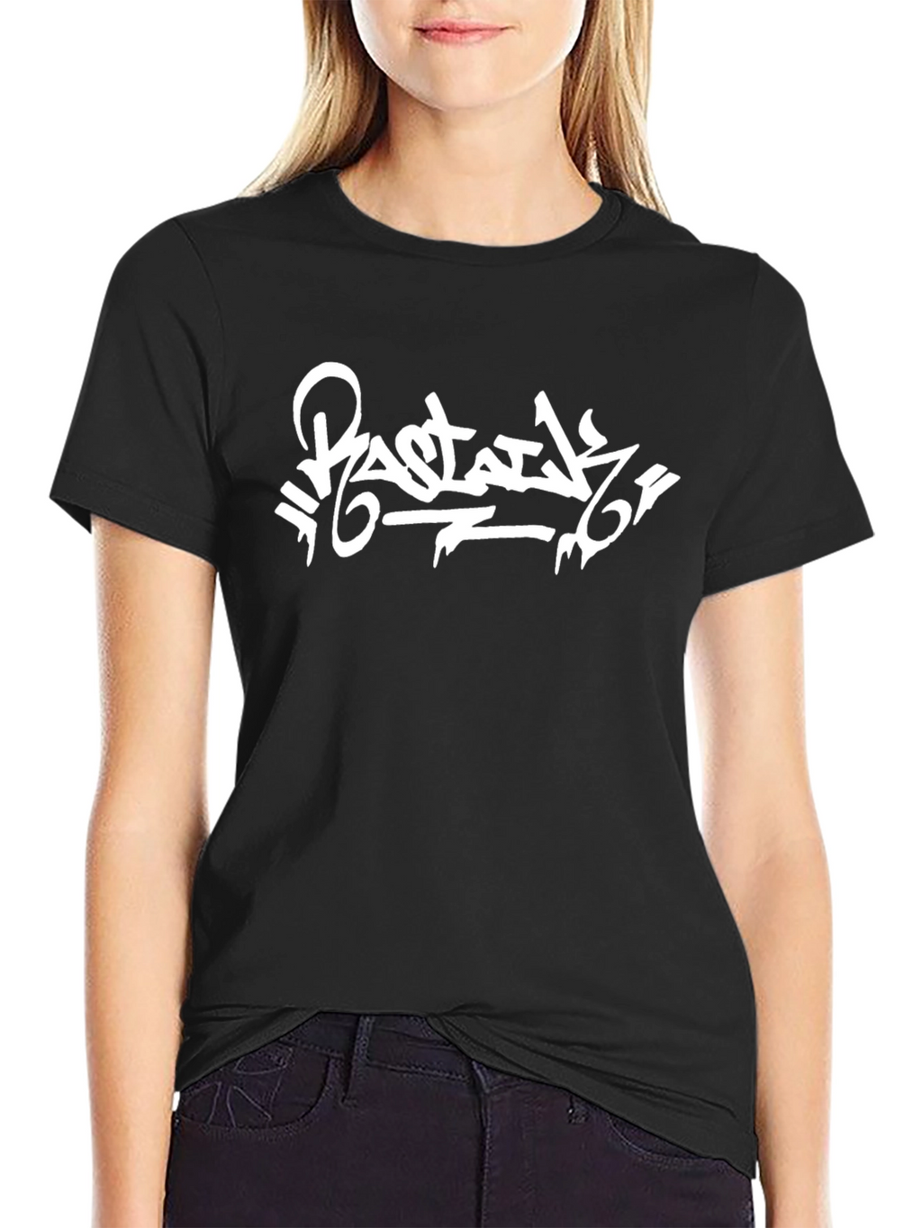 Black Graphic Tee - White Graffiti Style Design