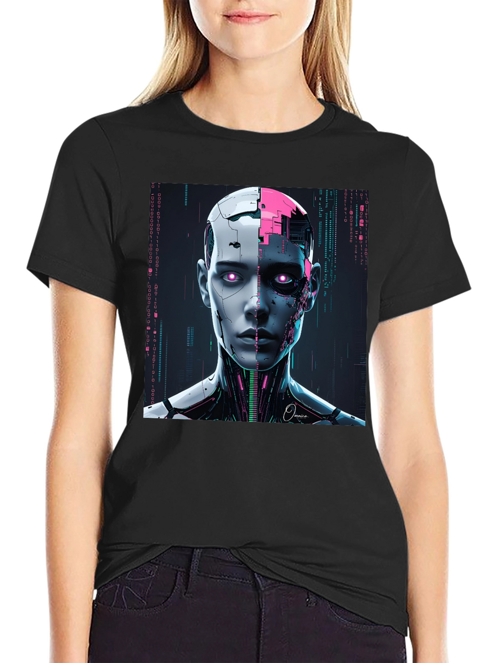 Futuristic Robot Head Graphic Tee