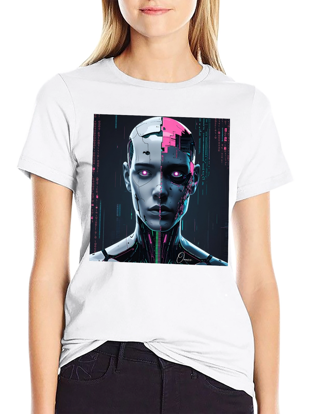 Futuristic Robot Head Graphic Tee