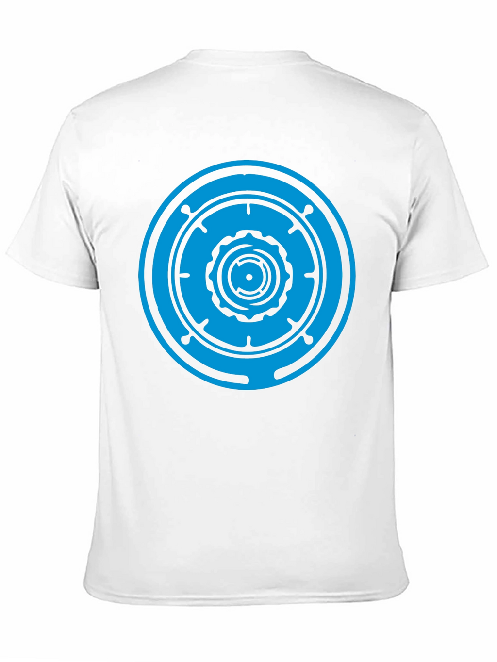 Black T-Shirt with Blue Geometric Circle Design