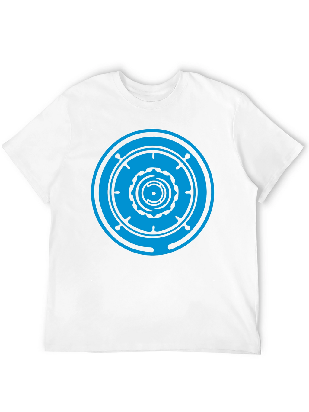 Black T-Shirt with Blue Geometric Circle Design