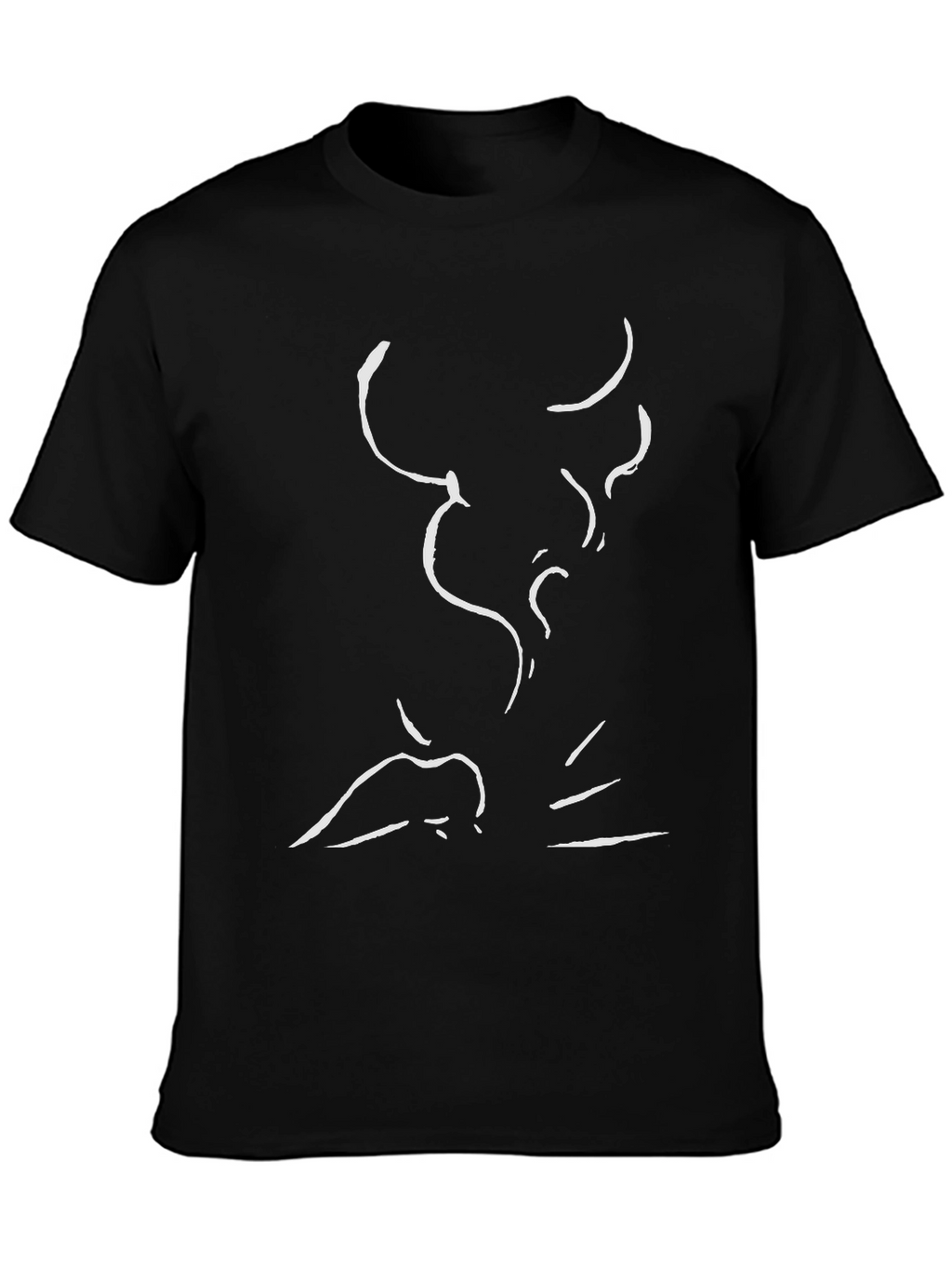 Abstract Bull Graphic Black Cotton T-Shirt