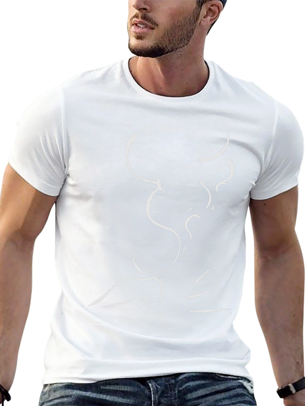 Abstract Bull Graphic Black Cotton T-Shirt