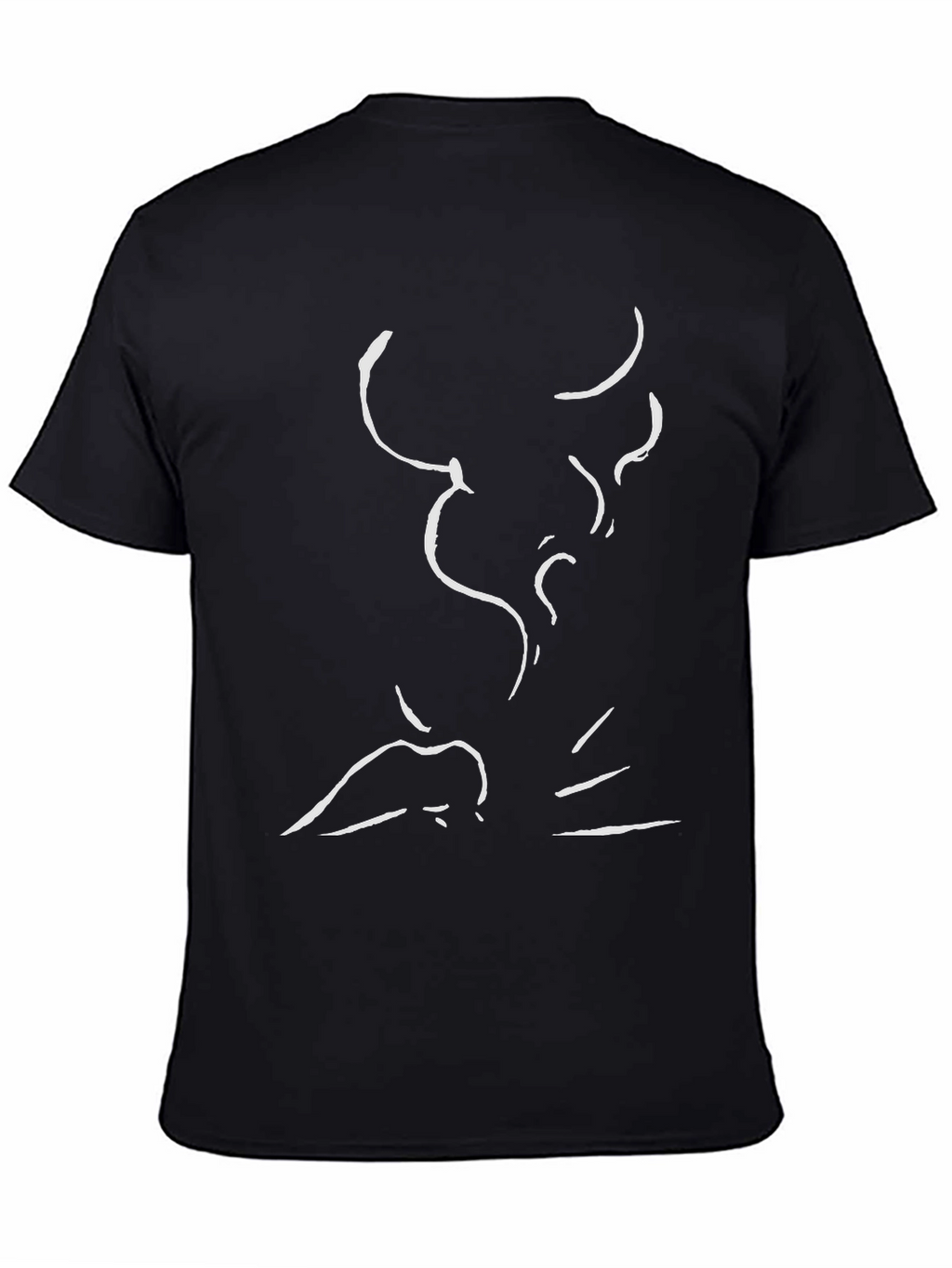 Abstract Bull Graphic Black Cotton T-Shirt