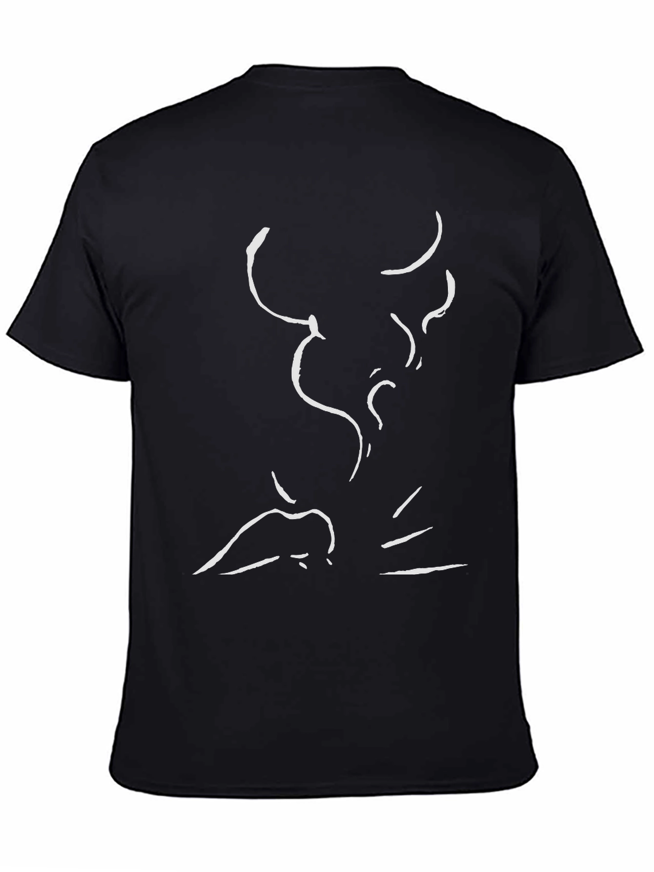 Abstract Bull Graphic Black Cotton T-Shirt