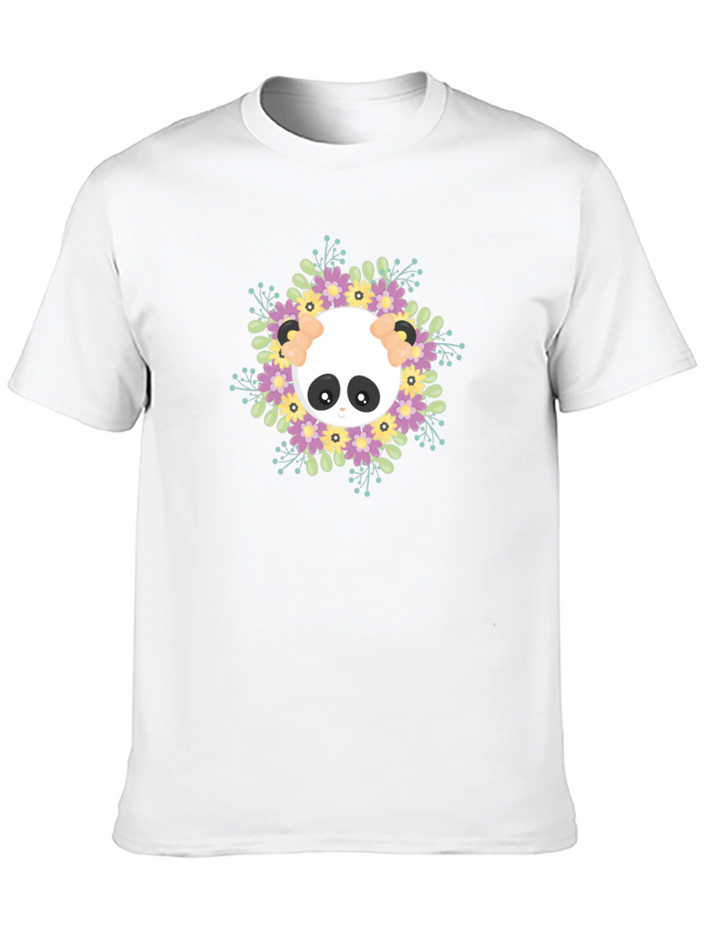 Panda Floral Wreath Graphic T-Shirt