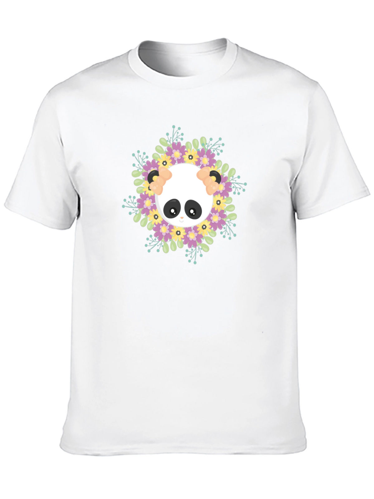 Panda Floral Wreath Graphic T-Shirt