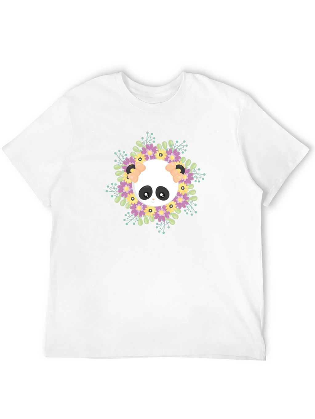 Panda Floral Wreath Graphic T-Shirt