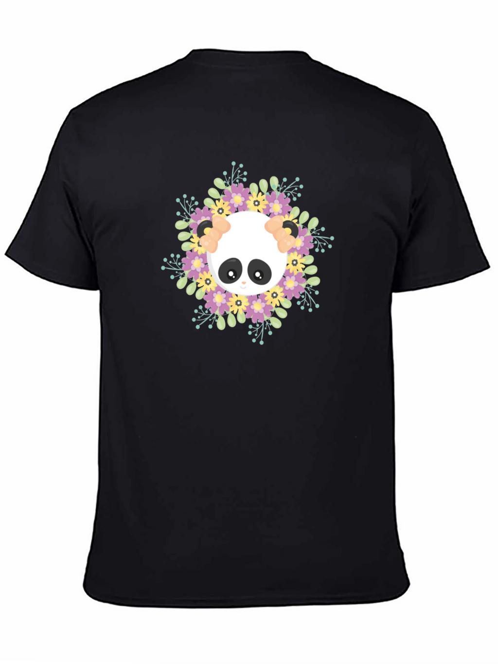 Panda Floral Wreath Graphic T-Shirt