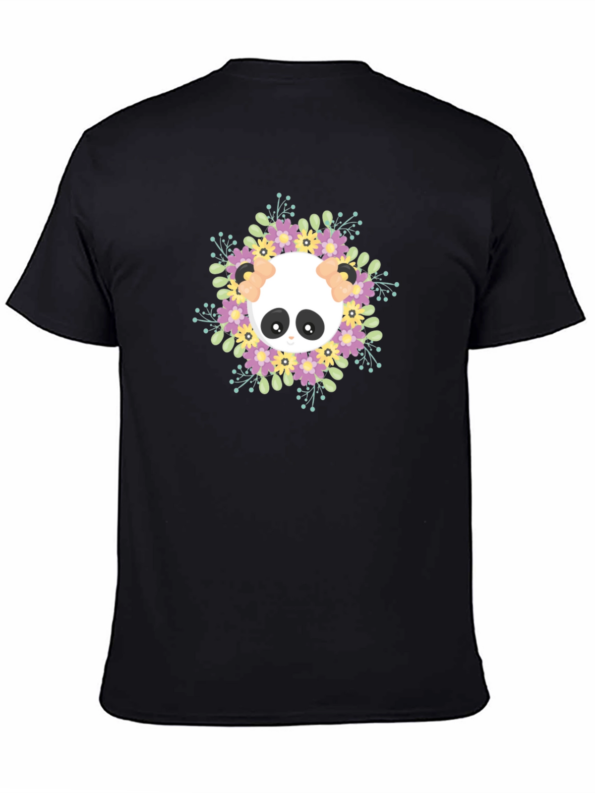 Panda Floral Wreath Graphic T-Shirt