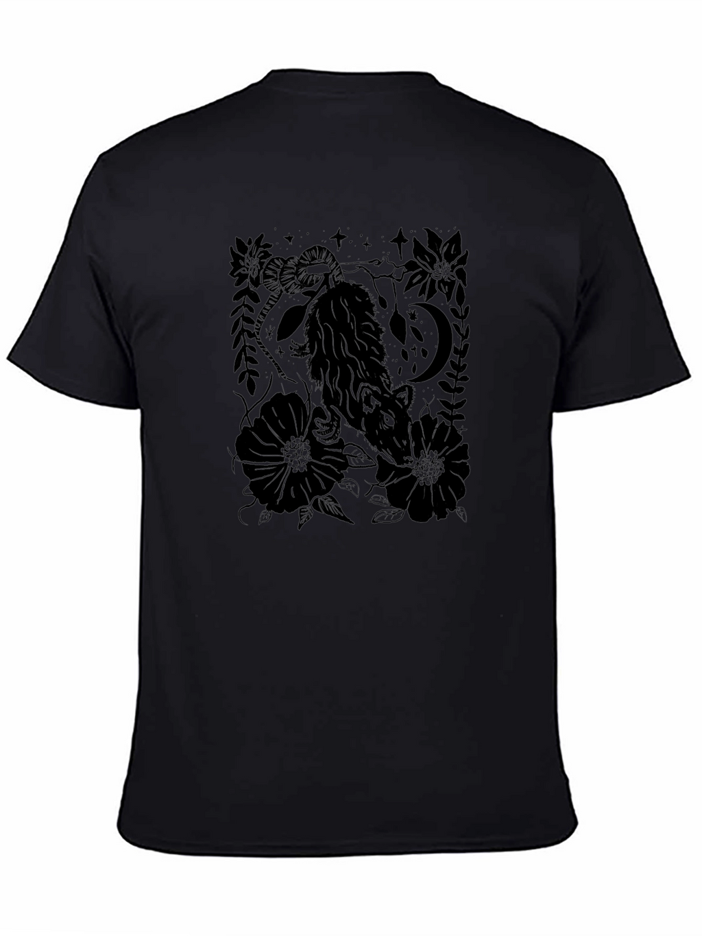 Opossum Graphic Print Black T-Shirt