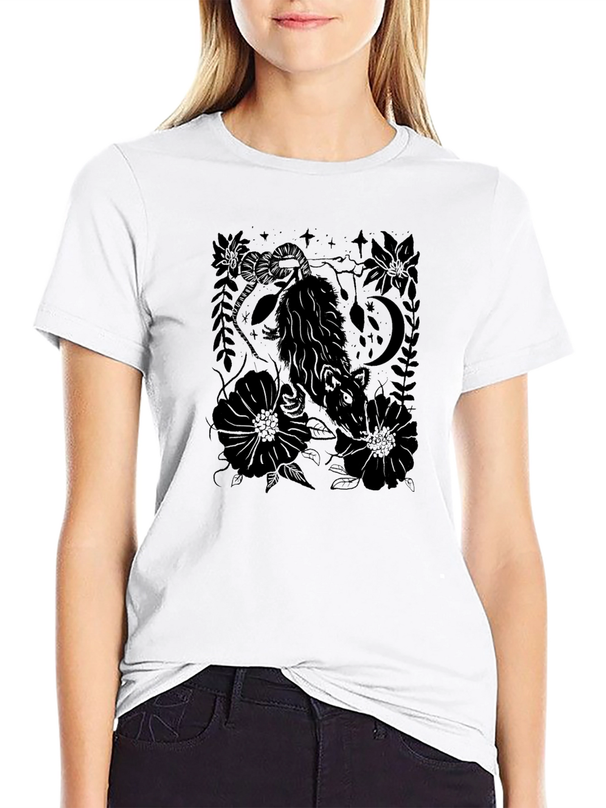 Opossum Graphic Print Black T-Shirt