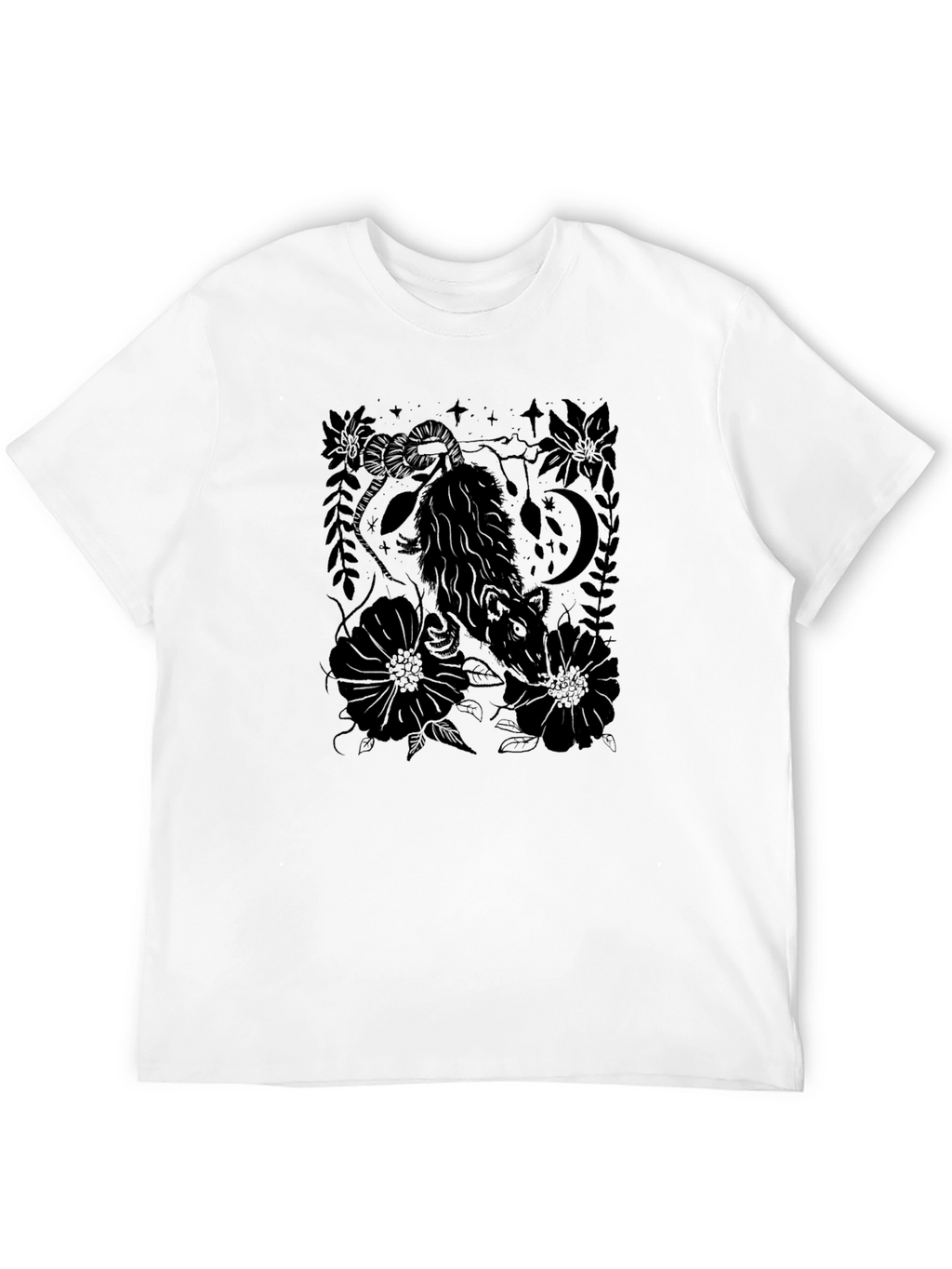 Opossum Graphic Print Black T-Shirt