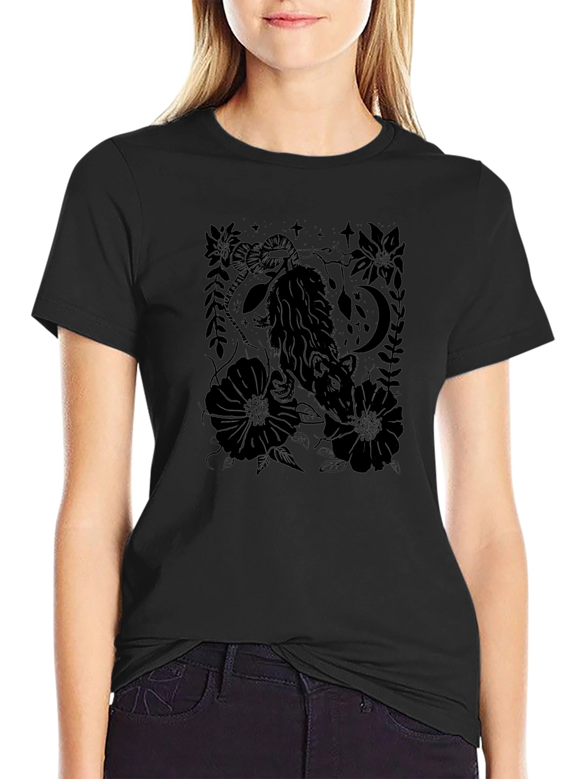 Opossum Graphic Print Black T-Shirt