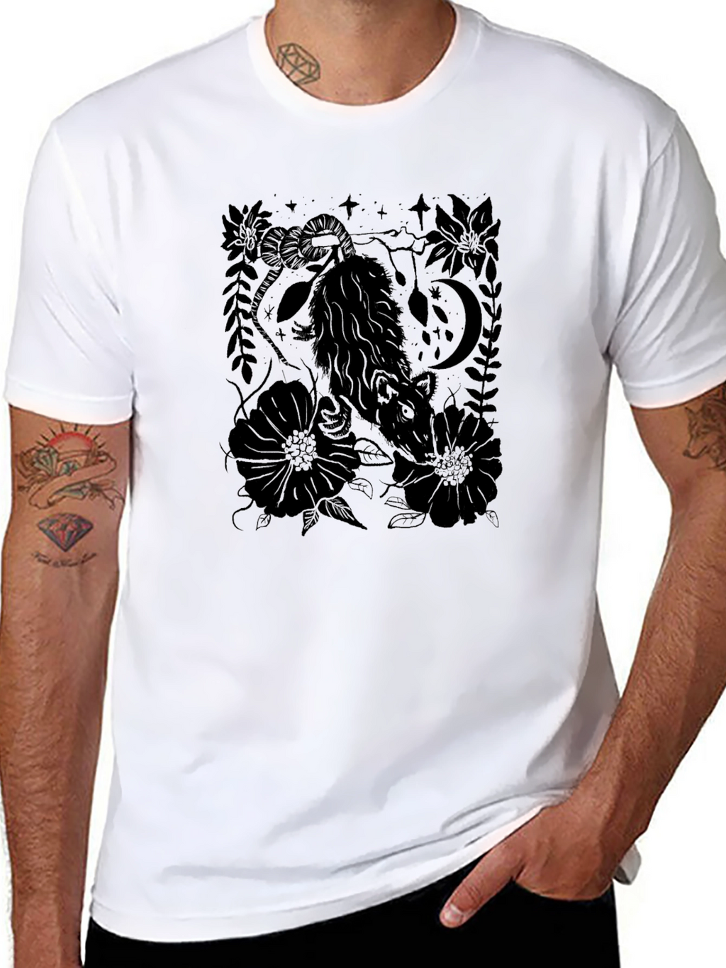 Opossum Graphic Print Black T-Shirt