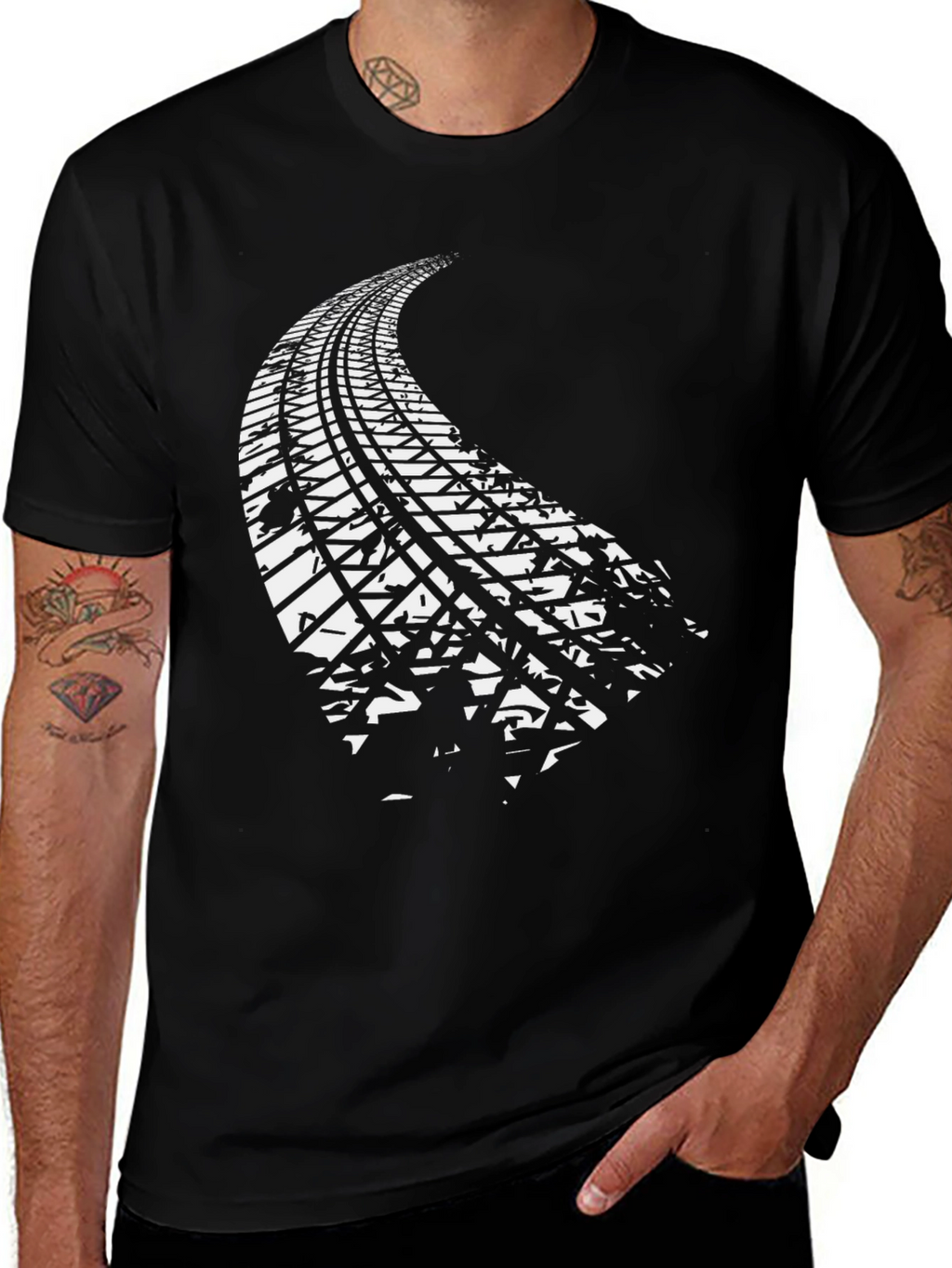 Black Tire Track Graphic Tee