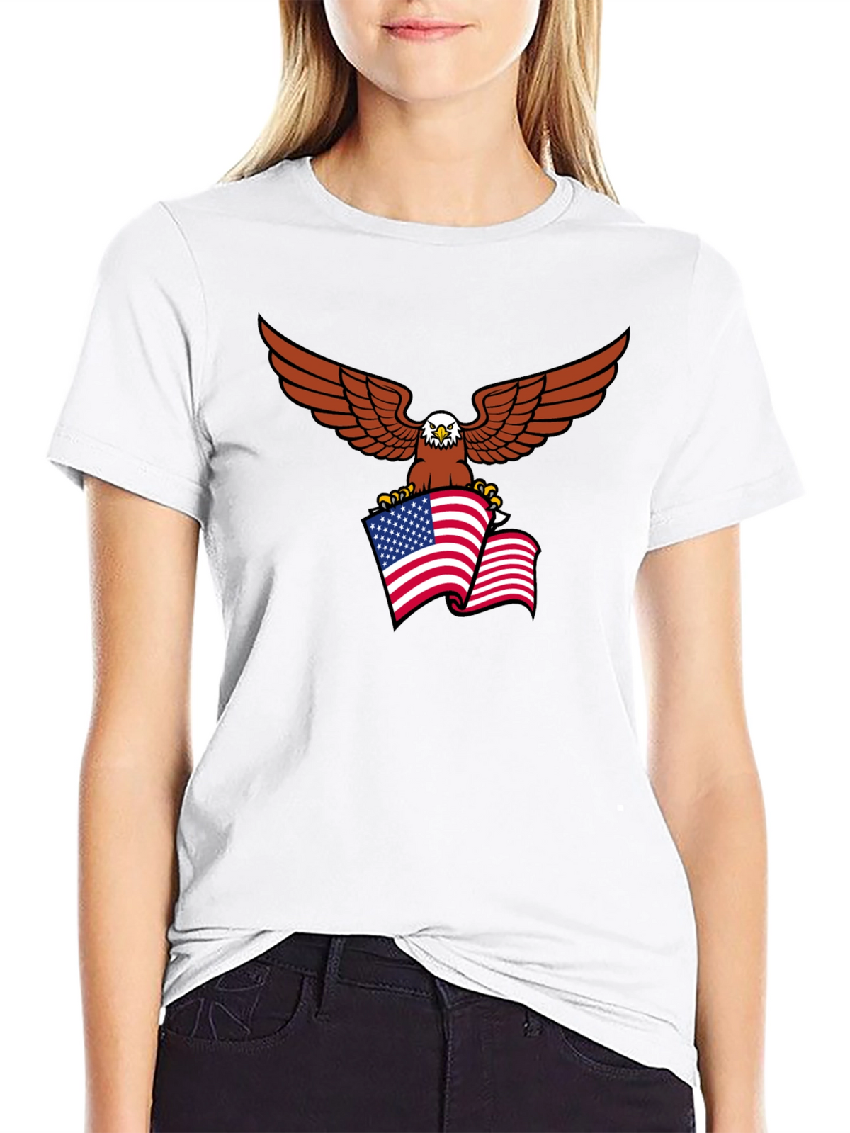 Patriotic Eagle Flag Graphic T-Shirt