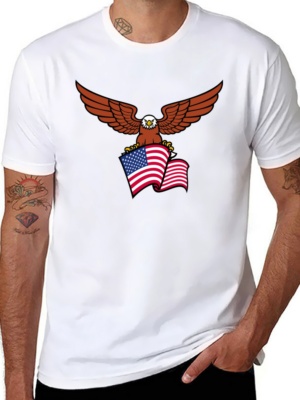Patriotic Eagle Flag Graphic T-Shirt