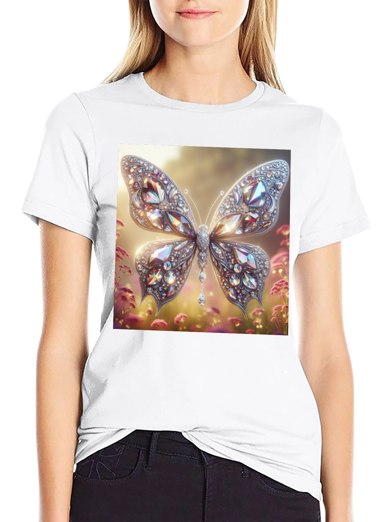 Diamond Butterfly Graphic Tee - Stylish Mens T-Shirt