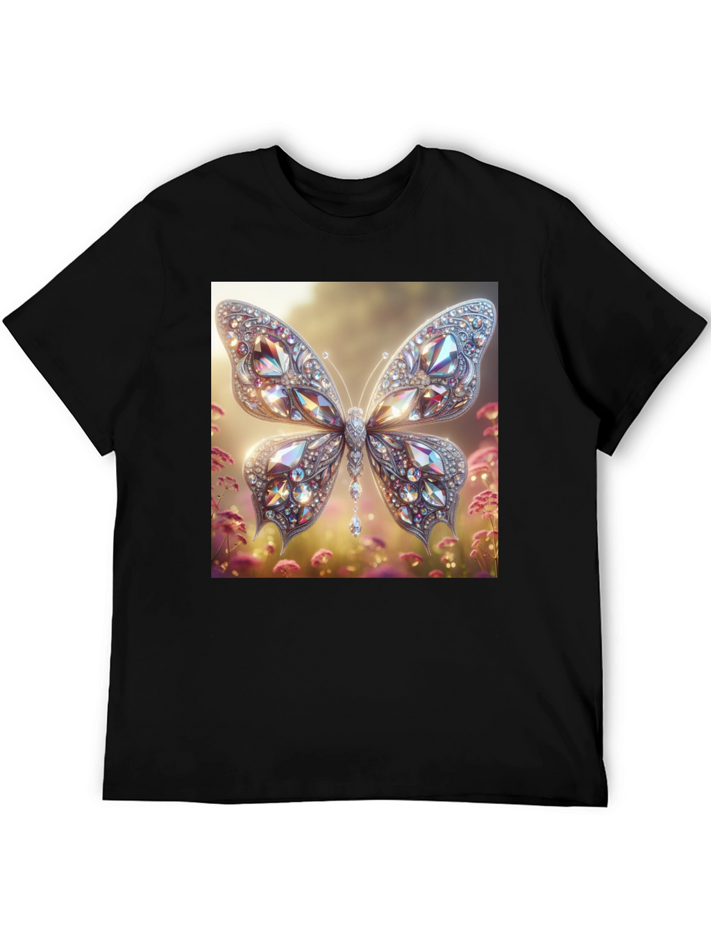 Diamond Butterfly Graphic Tee - Stylish Mens T-Shirt