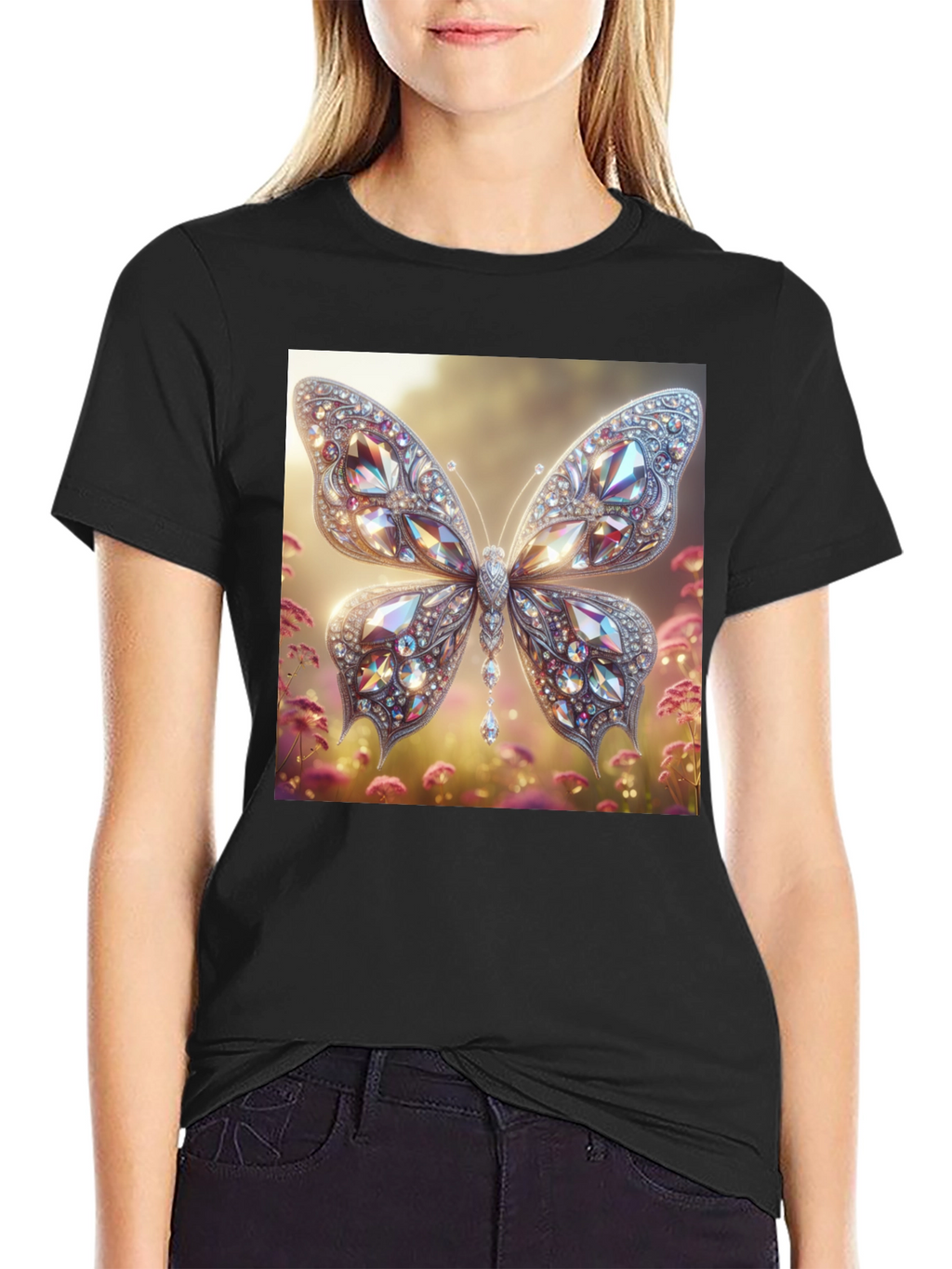 Diamond Butterfly Graphic Tee - Stylish Mens T-Shirt