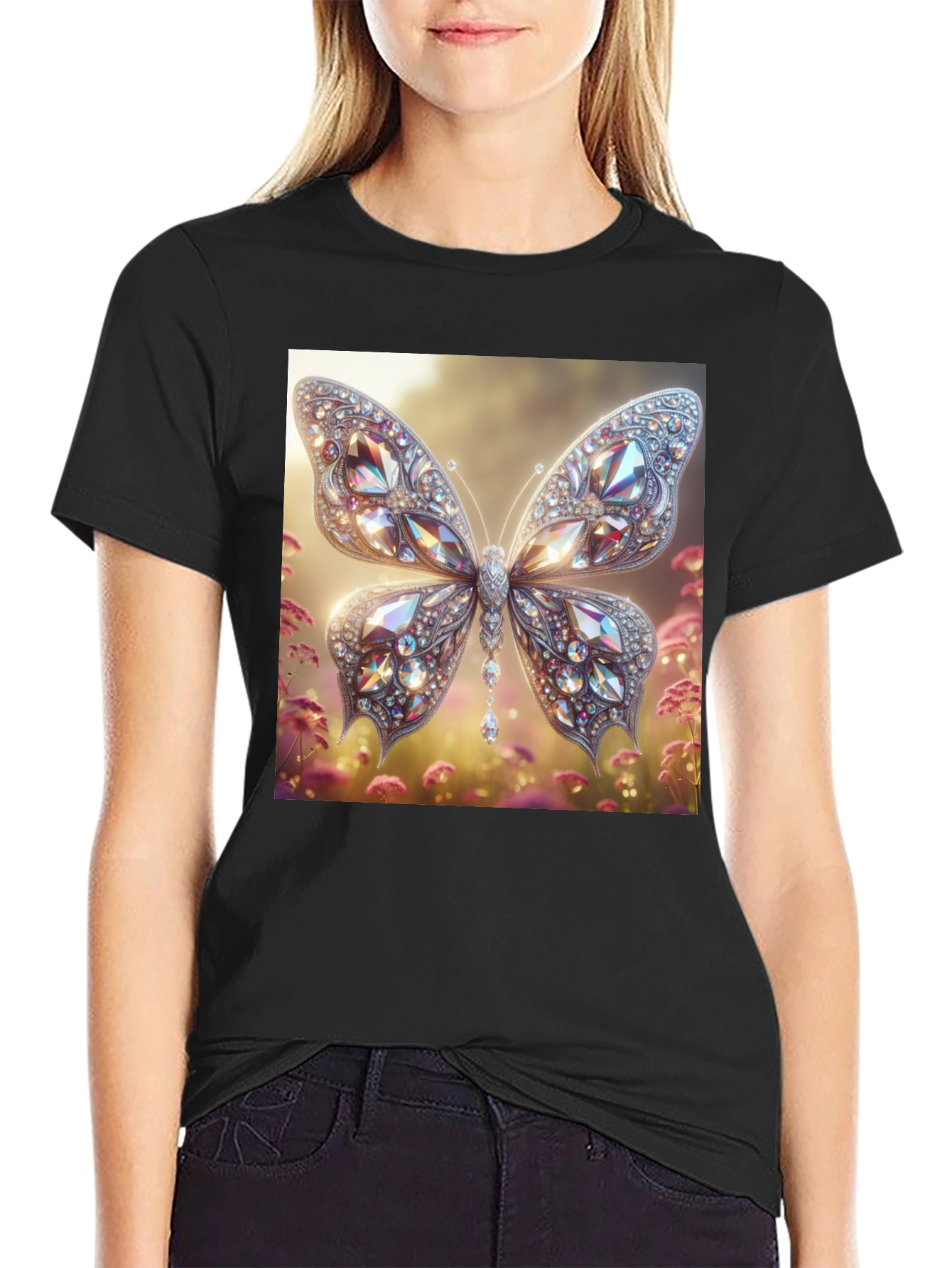 Diamond Butterfly Graphic Tee - Stylish Mens T-Shirt