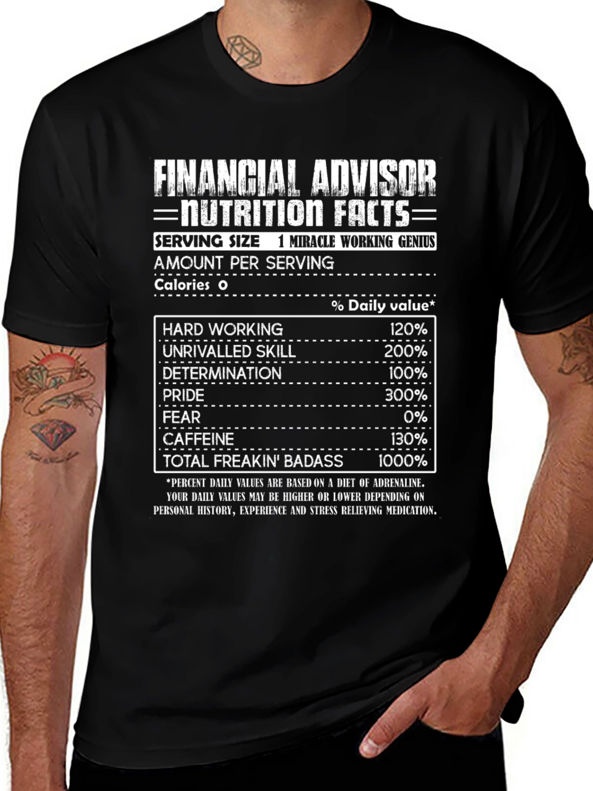 Financial Advisor Nutrition Facts Black T-Shirt