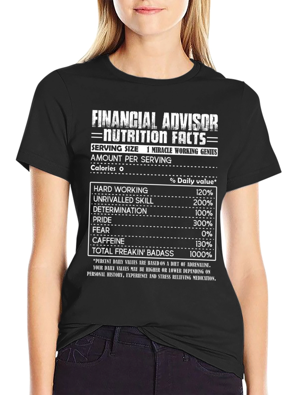Financial Advisor Nutrition Facts Black T-Shirt