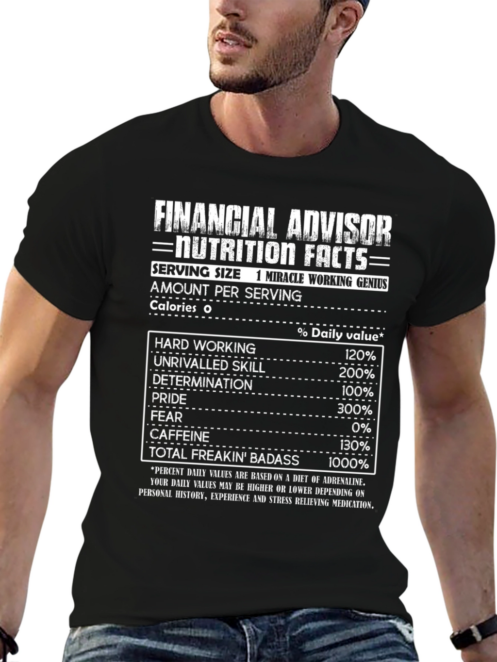 Financial Advisor Nutrition Facts Black T-Shirt