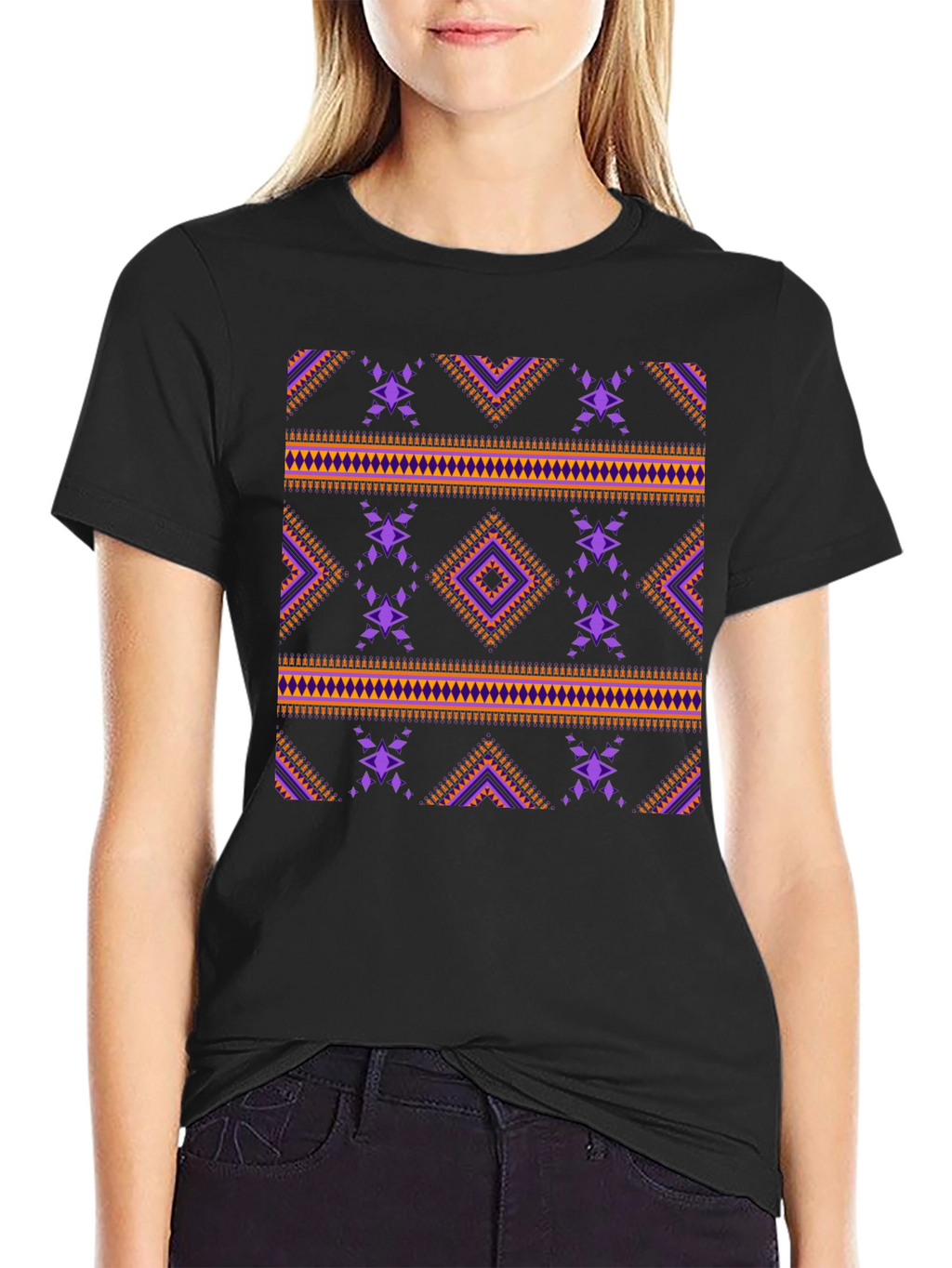 Tribal Pattern Black T-Shirt