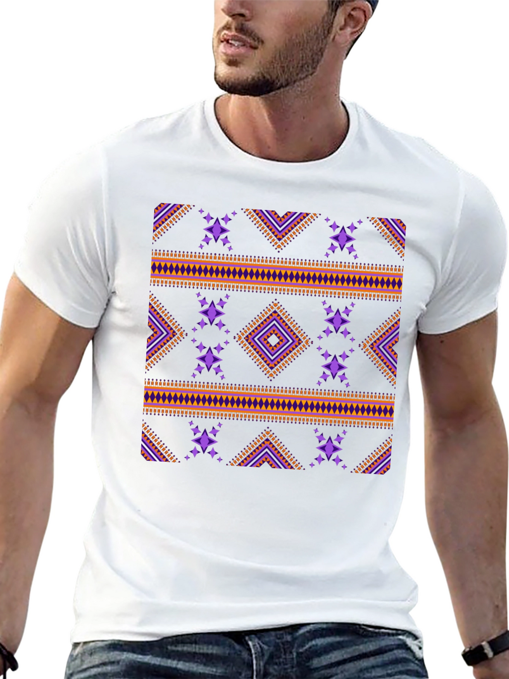 Tribal Pattern Black T-Shirt