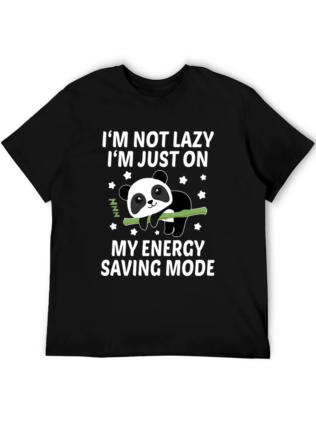 Lazy Panda Energy Saving Mode Black T-Shirt