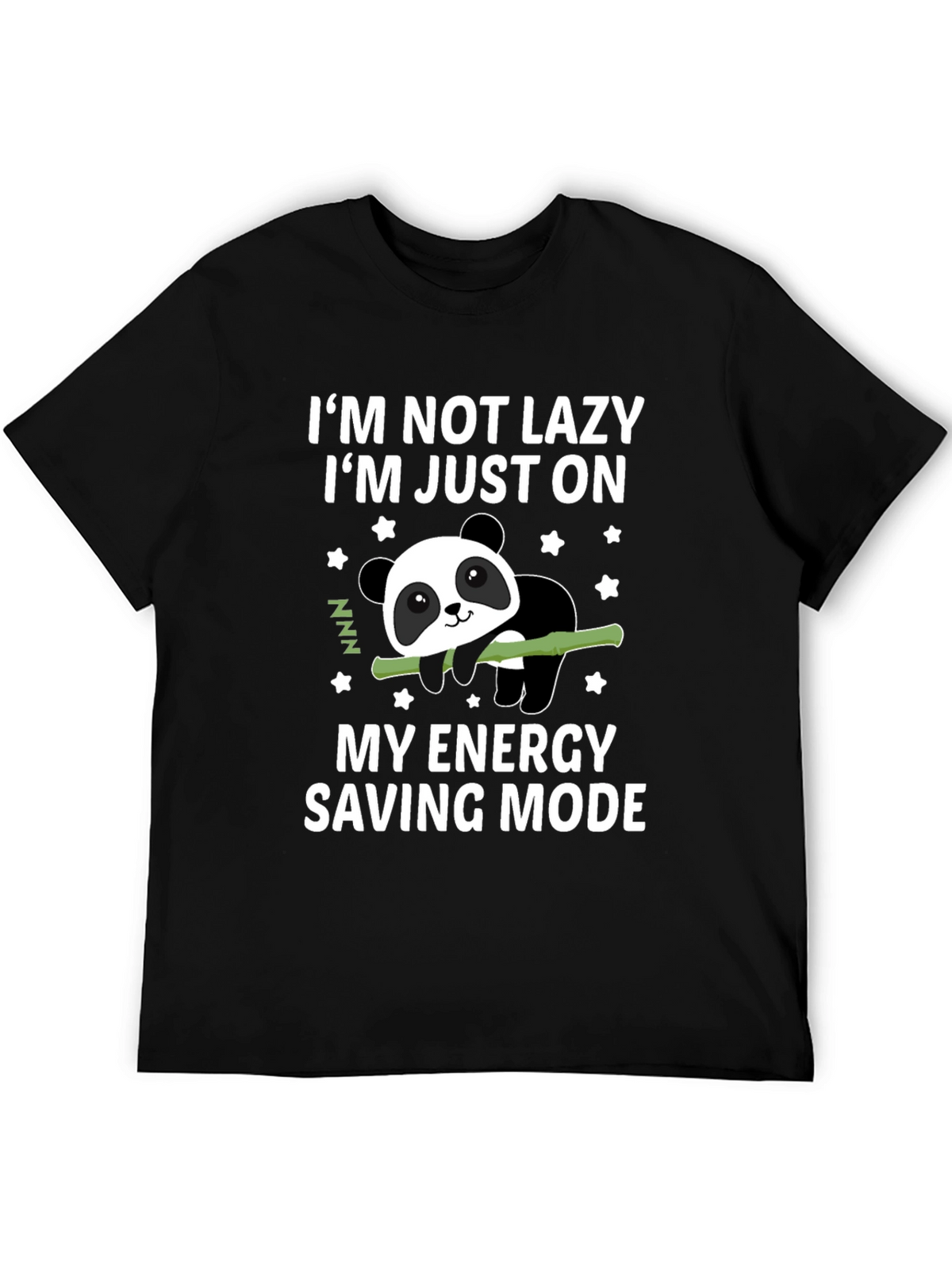 Lazy Panda Energy Saving Mode Black T-Shirt