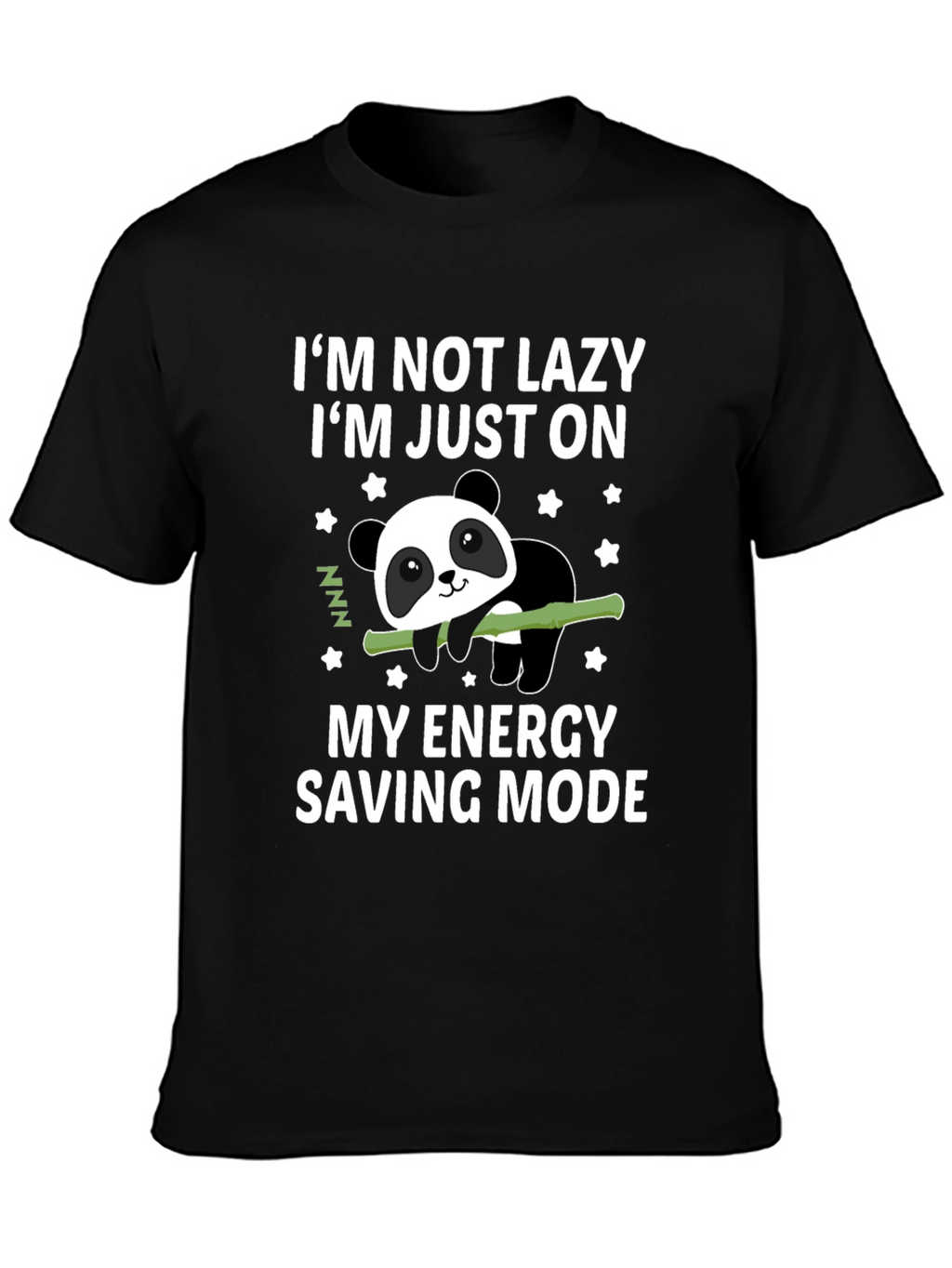 Lazy Panda Energy Saving Mode Black T-Shirt