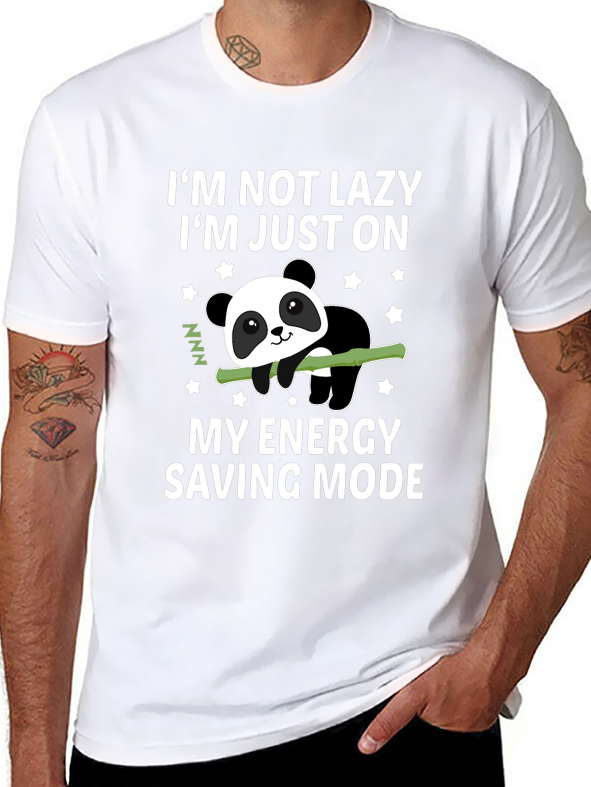 Lazy Panda Energy Saving Mode Black T-Shirt