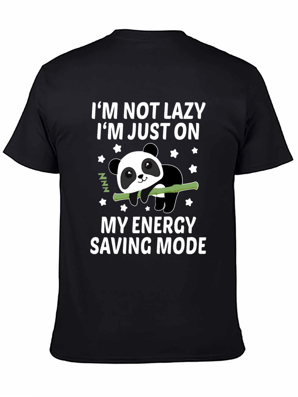 Lazy Panda Energy Saving Mode Black T-Shirt