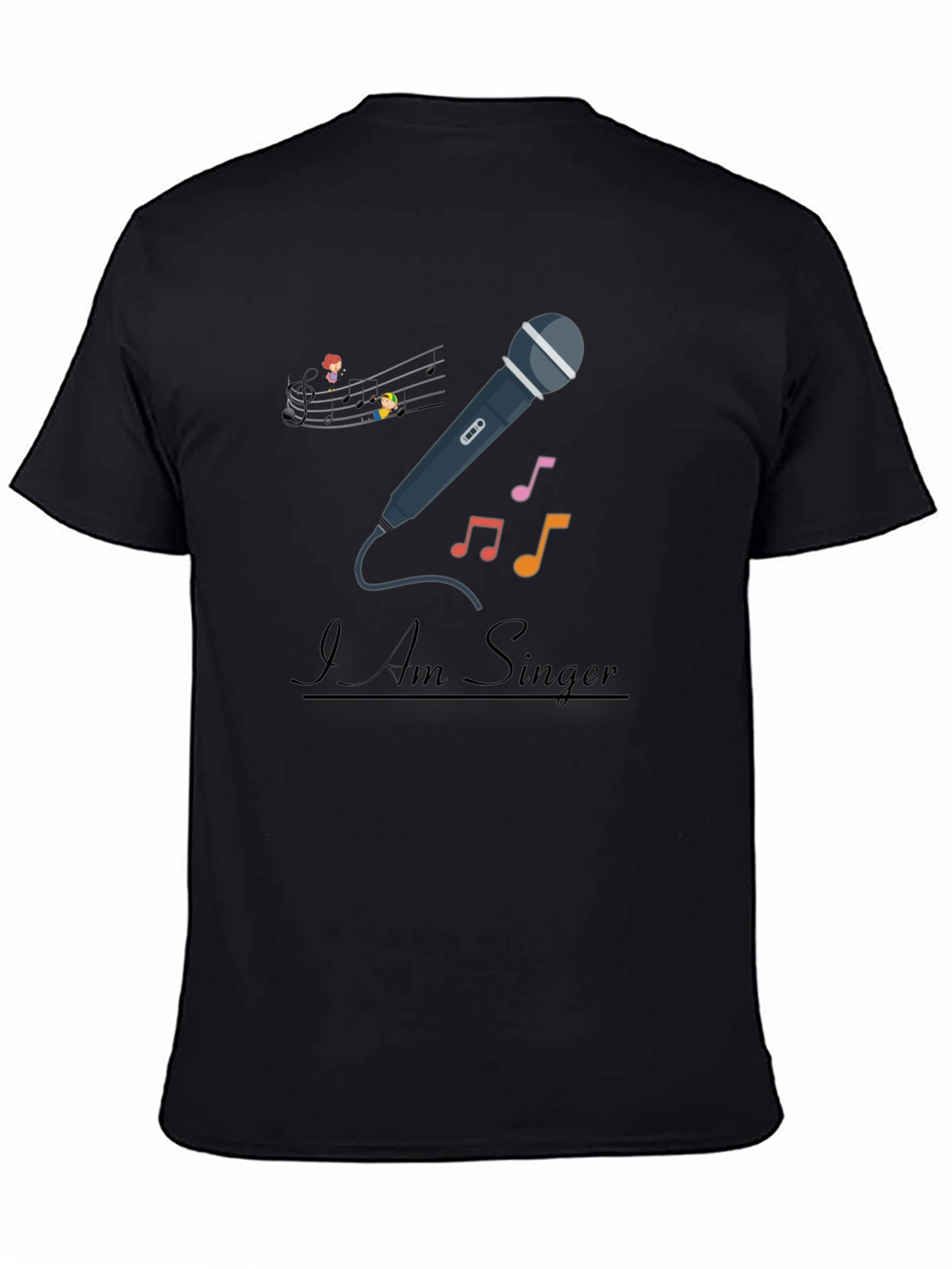 I Am Singer T-Shirt - Musical Notes Microphone Design